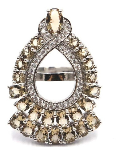 Imagen 2 de 2 de Anillo Mujer Plata Laminada Topacios Zirconias Talla 8