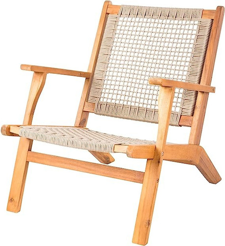 Silla Para Jardin Con Estructura De Madera Asiento Tejido