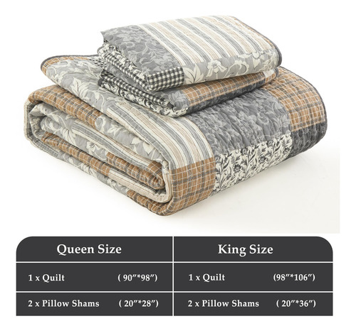 Colcha Acolchada Queen Cozystitch - Juego De Colcha Queen