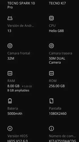 Celular Tecno Spark 10 Pro 256gb / 8ram / 50mp (Usado)