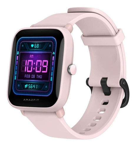 Imagen 3 de 4 de Smartwatch Amazfit Basic Bip U Pro 1.43" caja de policarbonato pink, malla pink de goma de silicona A2008