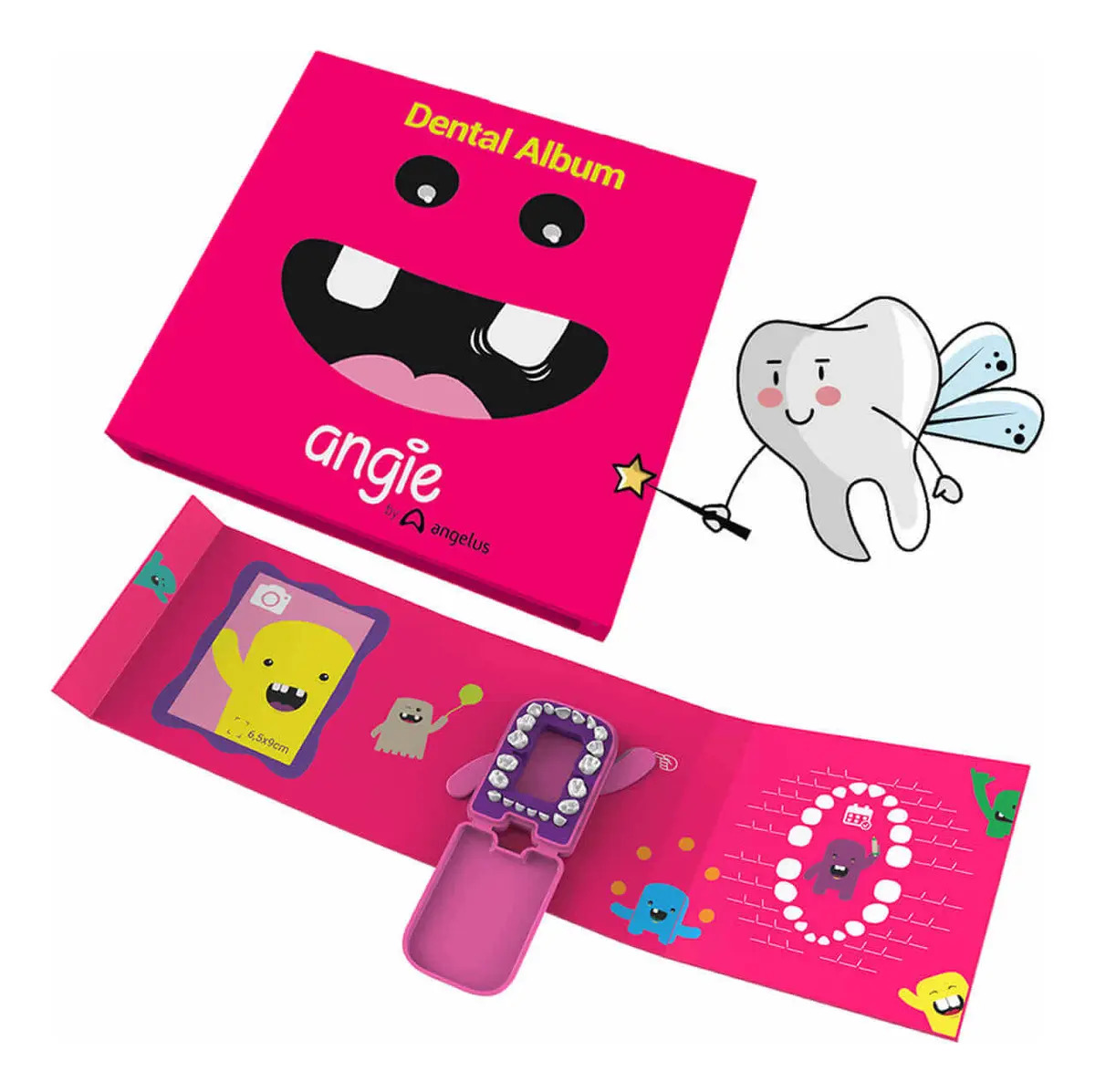 Porta Dentinhos Infantil Angie Rosa com Álbum Recordação Menina