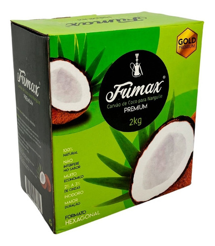 Carvão De Coco Para Narguilé Fumax 2kg Premium