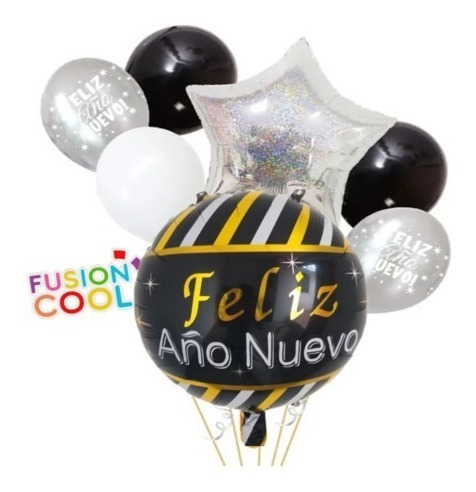 Set 7 Globos Hermosos Motivo Feliz Año Nuevo