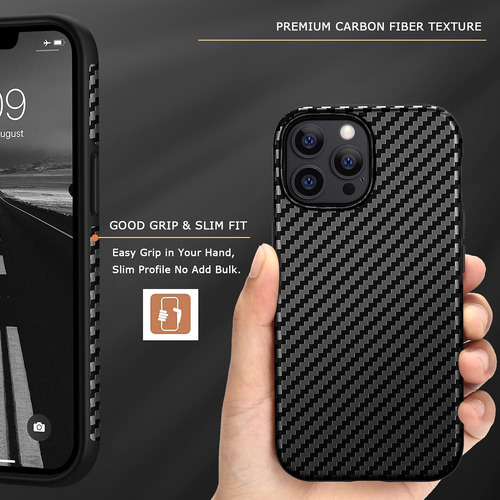 Funda Para iPhone 13 Pro Fibra De Carbono Duro Negra