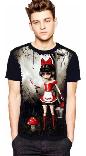 Camiseta Criança 5%off Legal Girl Gotic Mushroom Dark Linda