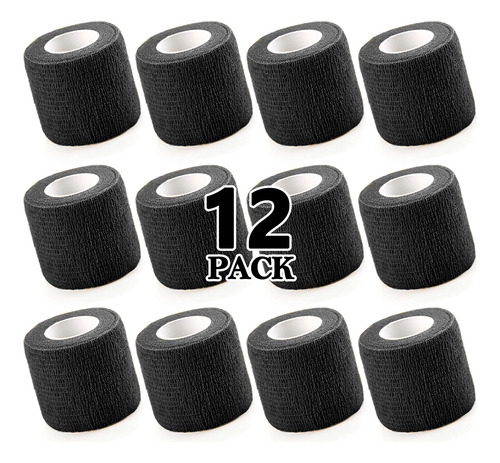 Cinta Venda Elástica Cohesiva Autoadherible 4.5m* 5cm 12pcs Negro