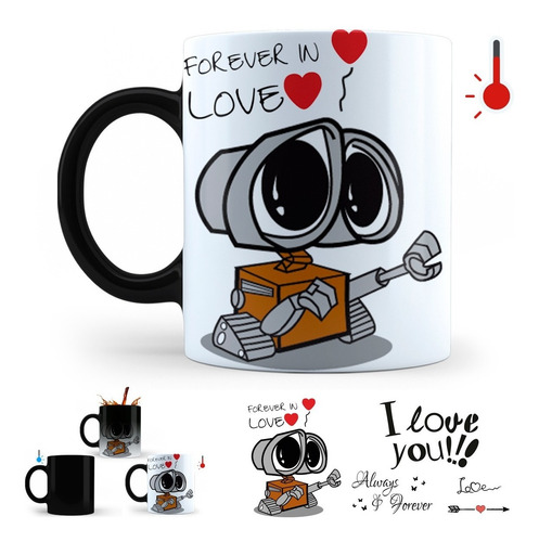Imagen 2 de 6 de 2 Tazas Mágicas Walle Eva Pareja San Valentin Amor