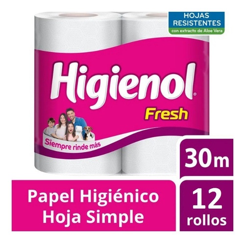 Higienol Export Hoja Simple Pack X 3 = 12 Rollos