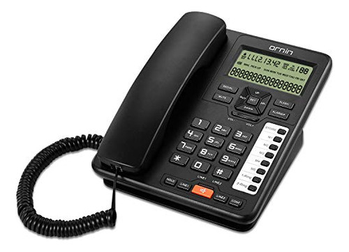 Ornin Sistemas Telefónicos Con Cable De 2 Líneas Para Pequeñas Empresas Y Casa, Solo Teléfono De Computadora (negro)