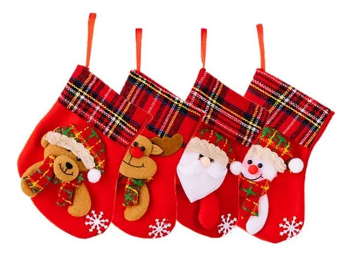 4 Calcetín Navidad Adorno Colgante Árbol Navidad Decorativo