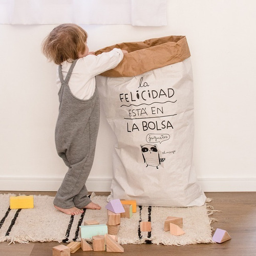 Bolsa De Papel / Cesto Juguetero Organizador Felicidad