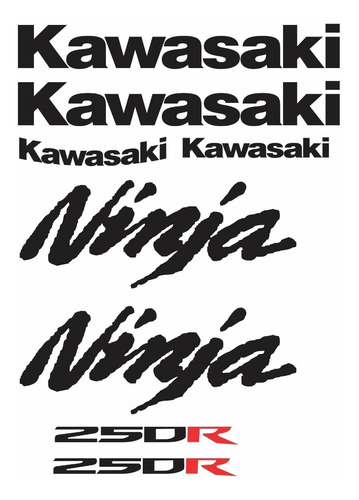 Kit Adesivo Emblema Compatível Moto Ninja 250r Preto Vermelh