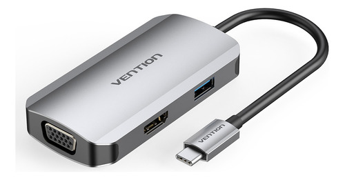 Hub Multipuerto Usb-c 4 En 1 Hdmi Vga Usb 3.0 Pd 4k Vention