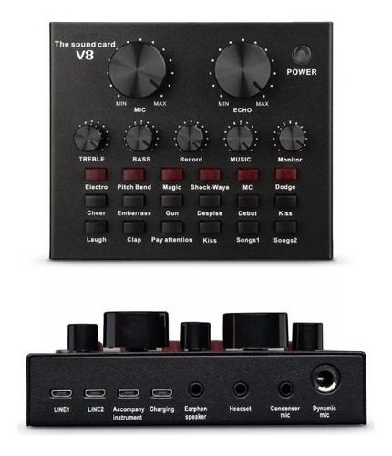Tarjeta Sonido V8 Usb Mezclador Interfaz Audio Bluetooth