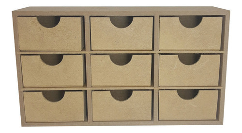 Mini Organizador Retangular 9 Gavetas 29x9x16,5 Mdf Cor Cru