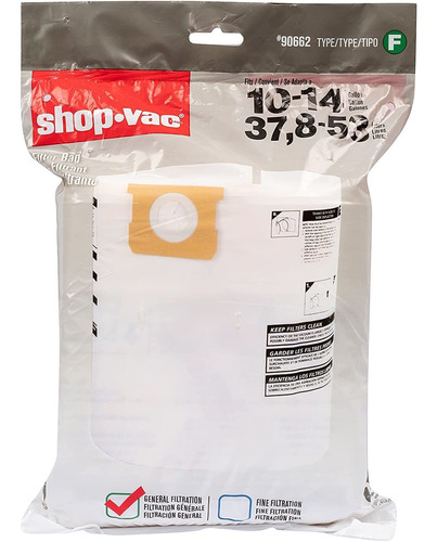 Shop-vac 906-62-33 Bolsas De Filtro Desechables De 10 A 14 G