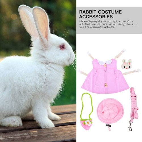 Mz Conjunto De Disfraz De Conejo For Mascotas Con Correa