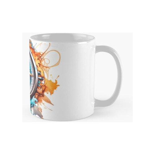 Taza Brújula Colorida Hiperrealista Calidad Premium