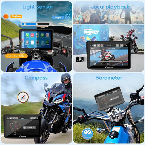 Pantalla Gps 7 Carplay/android Auto Para Motocicleta Blueto
