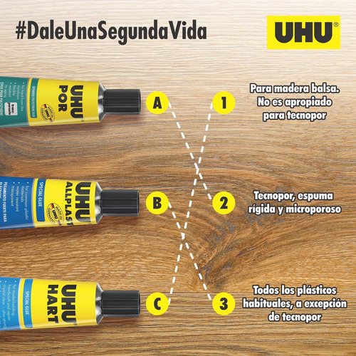 Pack X10 Adhesivo Uhu Hart 35g Extra Fuerte Transparente Transparente