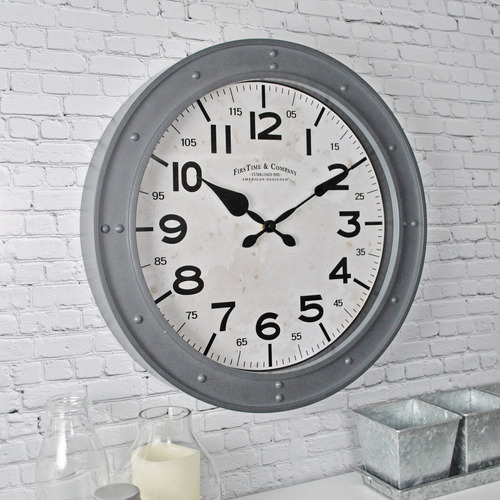 Firstime & Co. Donovan - Reloj De Pared, 18.0 in, Color Gris