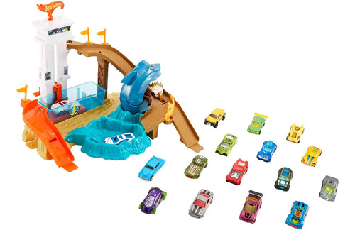 Hot Wheels Color Shifters Sharkport Showdown Playset Con 18