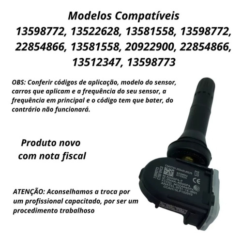 Sensor Tpms Pressao Pneu Gm Onix Cobalt Prisma Cruze S10
