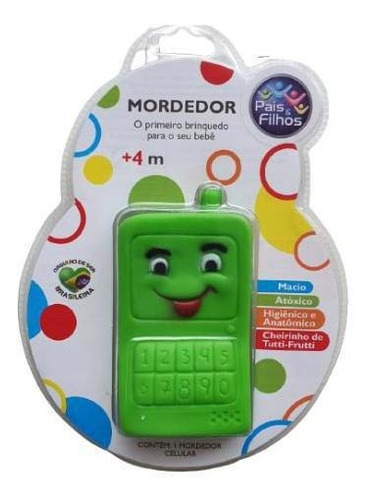 Mordedor suave para teléfono celular de bebé con olor a Tutti-Frutti, color verde