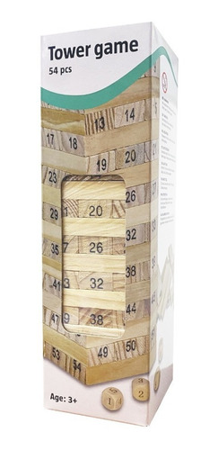 Juego Torre De Madera Números, Dados Y Funda Para Guardar