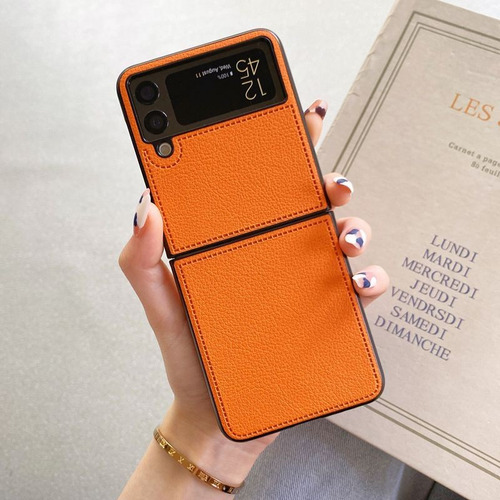 Funda De Piel De Lujo De Color Morado Para Galaxy Z Flip 5 4 3 6 Z Flod 2 3 4 5 6 Find N2 N3 X Flip Xiaomi Mixflip Mix Flip