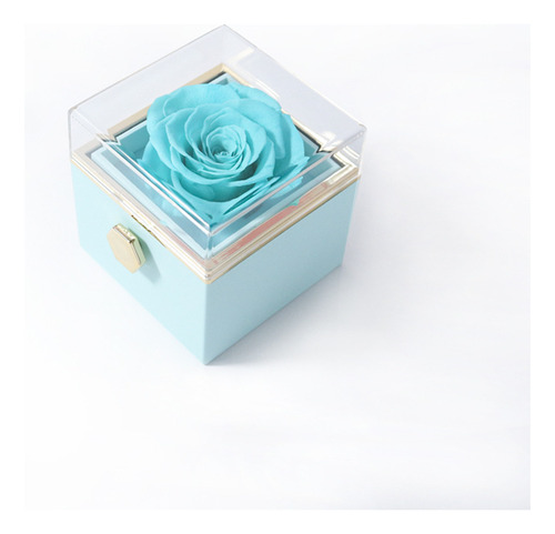 Caja De Anillo De Compromiso Con Flor Azul Con Forma De Flor