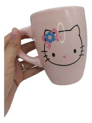 Taza Hello Kitty Moño Celestes Kawaii Rosa Ceramica 03