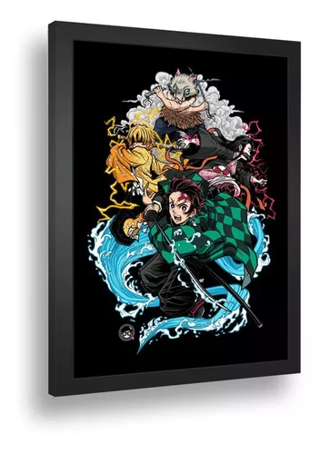 Quadro decorativo Emoldurado Tanjiro Desenho Demon Slayer Arte