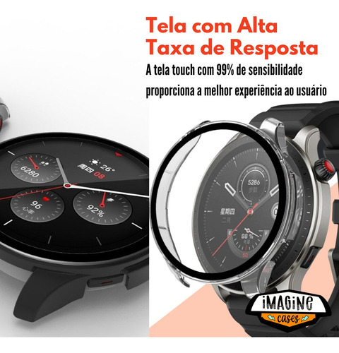 Capa Case Bumper Proteção Vidro Temperado Para Amazfit Gtr 4
