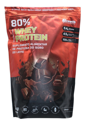 Whey Protein Concentrado Growth 1kg Ganho Massa Chocolate