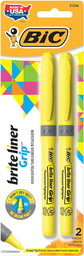 Bic Resaltador Brite, Paquete 2, Amarillo, 1 Unidad (paquete