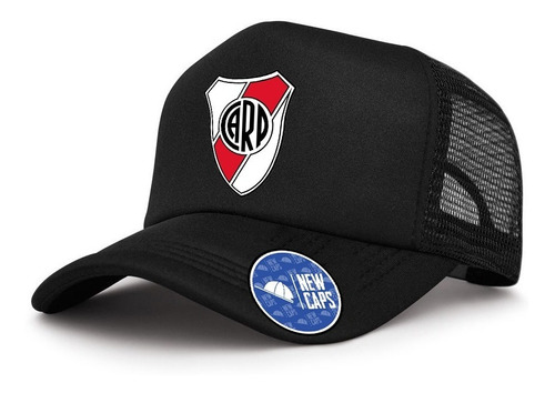 Gorra Trucker Negra Escudo River Plate  New Caps