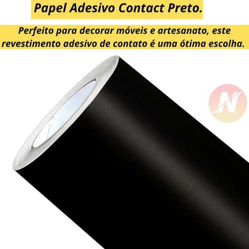 Imagem 2 de 7 de Papel Adesivo Contact Preto 10m Adesivo Decorativo