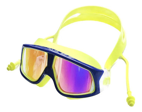 Lentes Natación Niño Con Tapones Amarillo Azul Bighouse