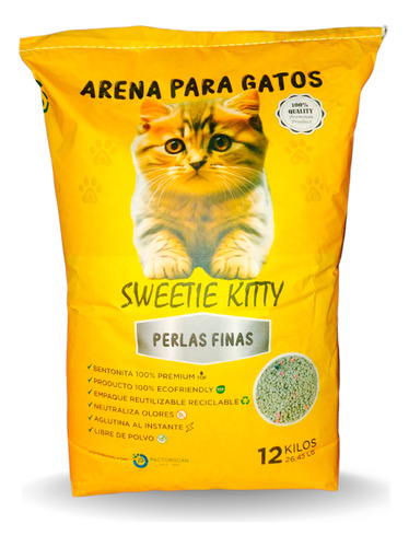 Arena Sanitaria Para Gatos 12kg Perlas Finas