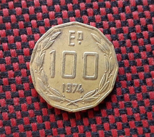 Chile 100 Escudos Año 1974 Km# 202 Moneda De Latón Niquelado