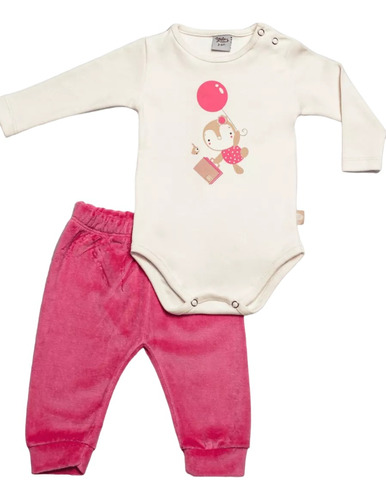 Conjunto Bebe Nena Body Manga Larga Pantalon Plush Beba Talle Recien Nacida A 6 Meses