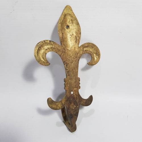 Imagen 2 de 8 de Antigua Percha Bronce Flor De Liz Para Baño Mag 60140