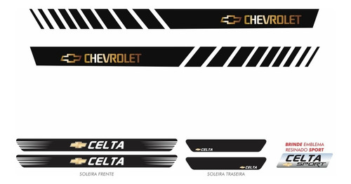 Kit Adesivo Chevrolet Celta Faixa Lateral + Soleira Kit20