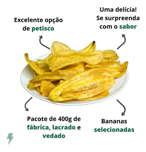 Banana Chips Salgada 400g - Petisco Natural Saudável Premium