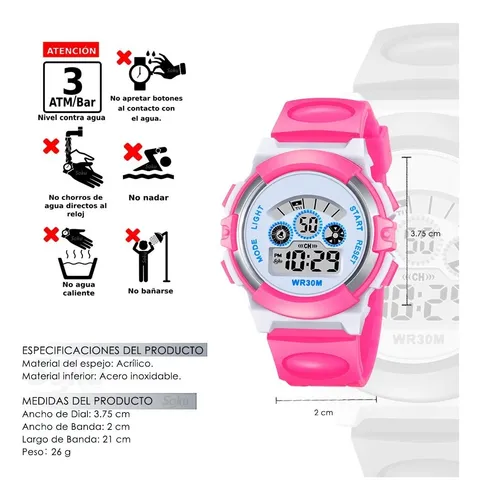 Reloj Infantil Led Niño Niña Alarma Digital Contra Agua Co0919