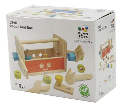 Imagen 4 de 5 de Caja Herramientas Madera Transformable Robot 18pzs Plan Toys