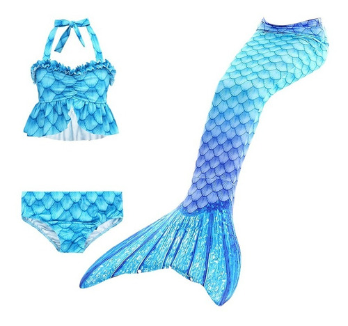 Conjunto De Tres Piezas Traje De Baño Sirena Niña