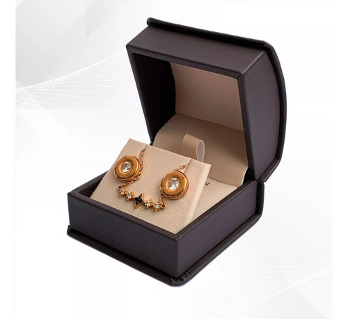 Estuche Fino De Piel Chocolate Para Aretes O Dije